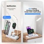 Chargeur Sans Fil Pliable HT-503 15 W Pour Téléphones  Montres et Ècouteurs Avec Lampe De Table LED Tactile Flexible - Blanc – Image 11