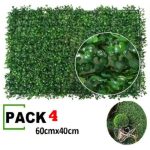 Pack De 4 Panneaux Décoratif 3D - Mur Végétal Artificiel - 60×40cm - 308 Feuilles