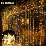 Pack De 5 Guirlande De Fête Lumineuse Décorative - Étanche - 8 Modes - 100 LED - Double Fiche - Jaune