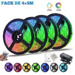 Pack de 4 Kit Ruban LED RGB - Étanche - 16 Couleurs - 4 Modes - 15 Mètres - Télécommande