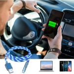 Câble de Charge Rapide RGB Brillant - 120W 6A Max - Type C - Rotation 180° - Bleu