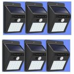 Pack De 6 Lampes Solaire Sans Fil Étanche Avec Détecteur De Mouvement 20 Led/