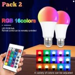 Pack De 2 Lampes Led RGB 6 Couleurs + Blanc - 10W - E27 - 700 Lumen + Télécommande