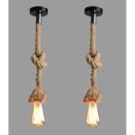 Pack De 2 Suspensions Corde En Chanvre Vintage Luminaire De Plafond - 1 M - Douille E27