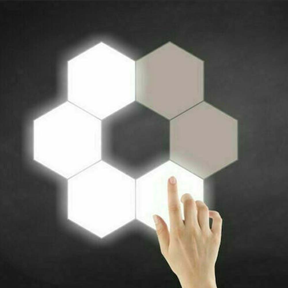 1000006891.jpg Lot de 6 Applique Murale Hexagonale - LED Décoratives à Commande Tactile - Télécommande - 6500K – Image 1