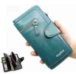 Nouveau Portefeuille Pour Femme Avec Porte-Monnaie - Cuir Synthétique - Multifonction - Grande Capacité - Bleu