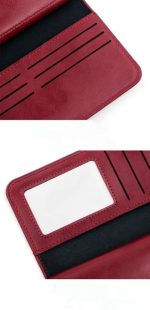 Nouveau Portefeuille Pour Femme Avec Porte-Monnaie - Cuir Synthétique - Multifonction - Grande Capacité - Rouge – Image 5