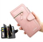 Nouveau Portefeuille Pour Femme Avec Porte-Monnaie - Cuir Synthétique - Multifonction - Grande Capacité - Rose