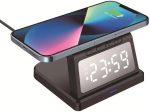 Station De Recharge Sans Fil Avec Réveil Sans Fil Sécurisé - Acrylique - Rechargeable-LED-Noir