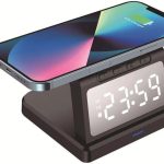 Station De Recharge Sans Fil Avec Réveil Sans Fil Sécurisé - Acrylique - Rechargeable-LED-Noir