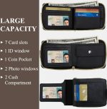 Portefeuille HM Classique en Cuir  Pour Homme – Moraillon Court et Fermeture Éclair – Haute Qualité et Multi-Poches - Noir – Image 5