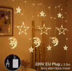 Guirlande Lumineuse Étoiles et Lune - LED - 5 Mètres sur 1 - Fenêtre - 8 Modes D'éclairage