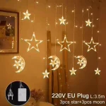 Guirlande Lumineuse Étoiles et Lune - LED - 5 Mètres sur 1 - Fenêtre - 8 Modes D'éclairage