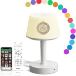 Lampe Coran LED Bluetooth SQ917 avec Haut-Parleur & Azan Automatique – Rechargeable USB – Blanc & Or