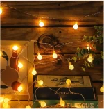 Guirlande De Fête Décoratif Forme Boule - Étanche - 8 Modes D'éclairage - 10 M - Jaune – Image 16