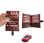 Porte Papier Voiture Avec Porte feuilles Et Porte-cartes 3en1 - Qualité Supérieure - Marron – Image 2