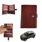 Porte Papier Voiture Avec Porte feuilles Et Porte-cartes 3en1 - Qualité Supérieure - Marron