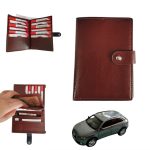 Porte Papier Voiture Avec Porte feuilles Et Porte-cartes 3en1 - Qualité Supérieure - Marron