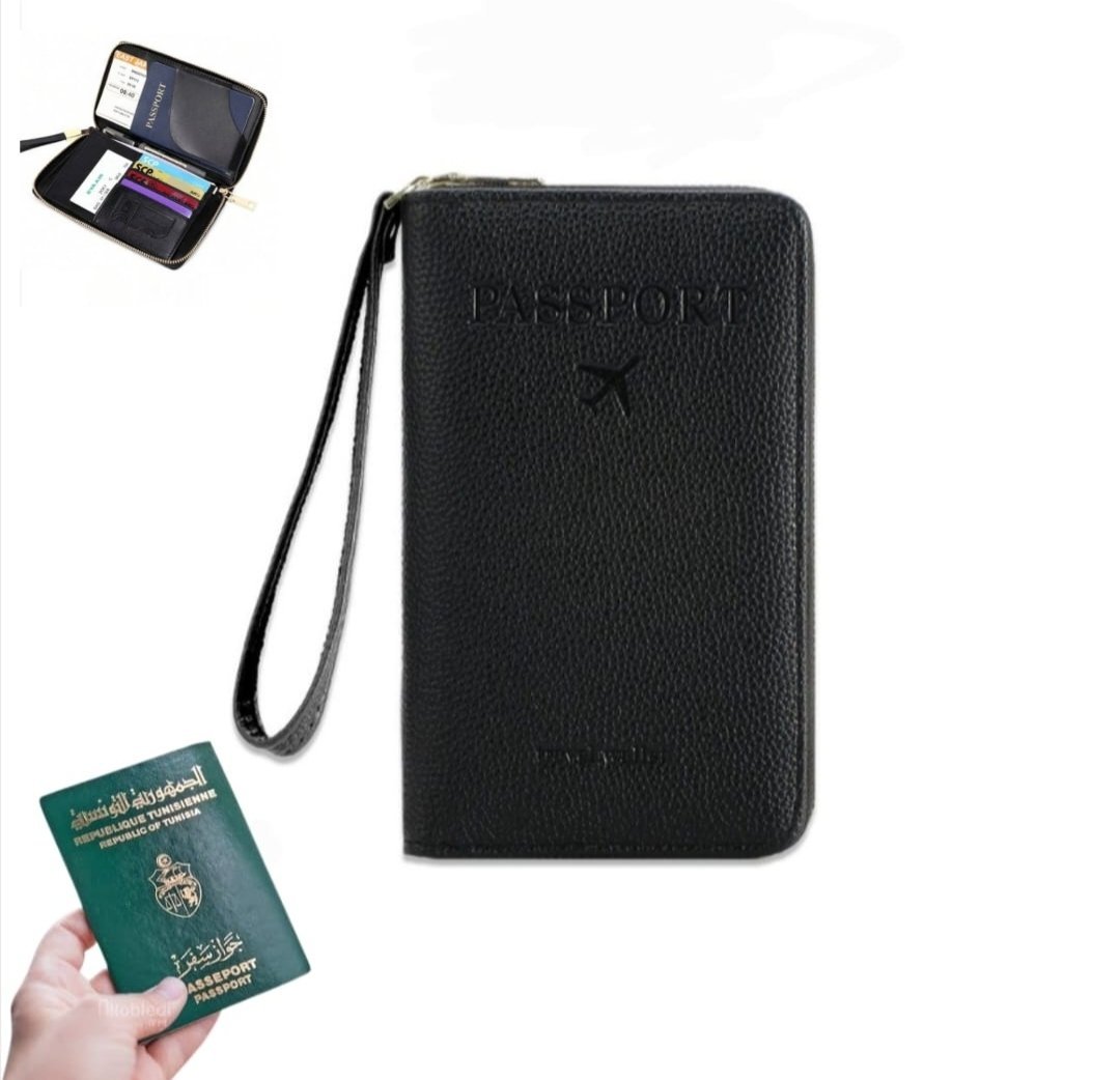 1000172979.jpg Étui De Passeport Mignon Pour Femmes et Hommes - Étanche - Blocage RFID - Noir – Image 1