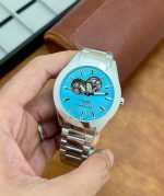 Montre De Luxe Tissot Gentleman Powermatic - Cœur Ouvert - Haute Qualité - Résistante à L'eau - Bleu – Image 5