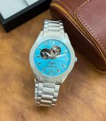 Montre De Luxe Tissot Gentleman Powermatic - Cœur Ouvert - Haute Qualité - Résistante à L'eau - Bleu – Image 6