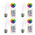 Pack De 4 Lampes Led RGB 6 Couleurs + Blanc - 10W - E27 - 700 Lumen + Télécommande