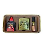 Coffret Briquet De Luxe Métallique 3D Avec Filtre à Cigarette à Tabac Réutilisable Et Recharge De Liquide - Bombe