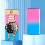 Briquet avec Montre Coupe-vent - Portable - Multifonctionnel Pour Une Uilisation Intérieure et Extérieure - Rose