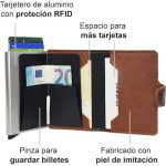 Portefeuille Avec Porte-cartes en Métal - Cuir - Marron clair – Image 2