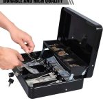 Caisse a Monnaie - Métal - Grand Plateau à 5 Sections - 4 Ressorts Avec 2 Clés - 90 × 40 × 15cm - Noir