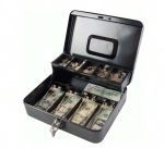 Caisse a Monnaie - Métal - Grand Plateau à 5 Sections - 4 Ressorts Avec 2 Clés - 90 × 40 × 15cm - Noir – Image 2