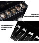 Caisse a Monnaie - Métal - Grand Plateau à 5 Sections - 4 Ressorts Avec 2 Clés - 90 × 40 × 15cm - Noir – Image 5