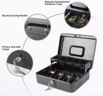 Caisse a Monnaie - Métal - Grand Plateau à 5 Sections - 4 Ressorts Avec 2 Clés - 90 × 40 × 15cm - Noir – Image 3