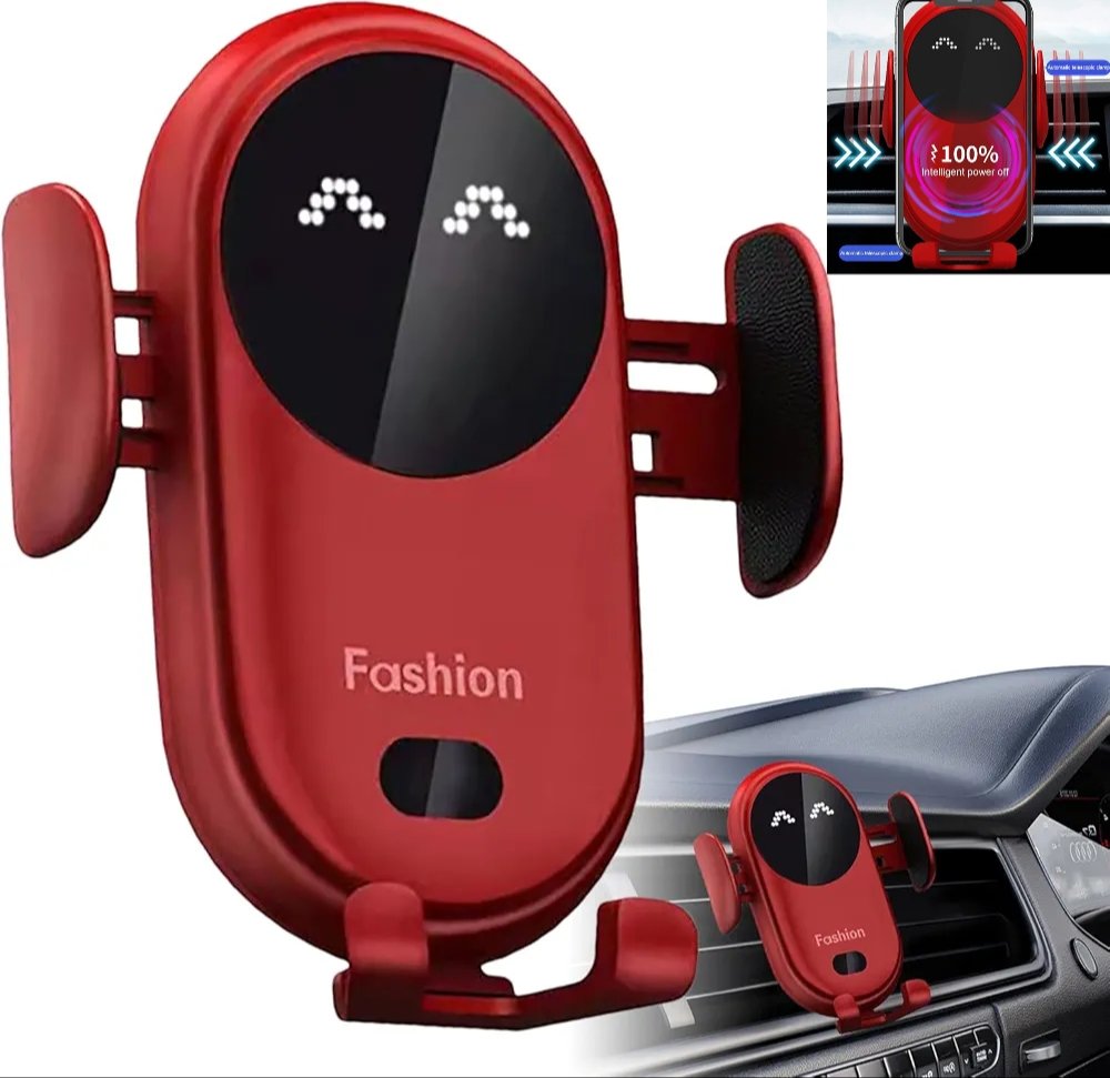 20241214_092233.jpg Chargeur De Voiture Sans Fil 2 En 1 - Tous Smartphones - Charge Rapide Intelligente - Infrarouge - Capteur - Support Téléphone – Image 1