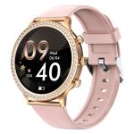 Pack De 1 Montre Intelligente Dorée Pour Femme Avec Un Bracelet Rose Supplémentaire et D'une Montre en Cuir Noir - Bluetooth - Android - Charge Rapide - Étanche – Image 6