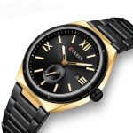 Montre Curren Pour Homme Avec Bracelet Bicolore en Acier Inoxydable Noir et Doré - Affichage De La Date - Résistante à L'eau – Image 4