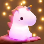Veilleuse LED - Licorne en Silicone - Tactile - Changement De Couleur - Rechargeable – Image 3