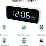 Réveil Numérique Multifonction - Avec Compte à Rebours - 3 Niveaux de Volume Réglables - Fonction Tactile - Température - Double Alarme et Lumière Snooze