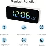 Réveil Numérique Multifonction - Avec Compte à Rebours - 3 Niveaux de Volume Réglables - Fonction Tactile - Température - Double Alarme et Lumière Snooze