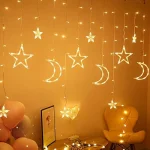 Guirlande Lumineuse Étoiles et Lune - LED - 3 M Sur 1 - Fenêtre - 8 Modes D'éclairage - Jaune – Image 6