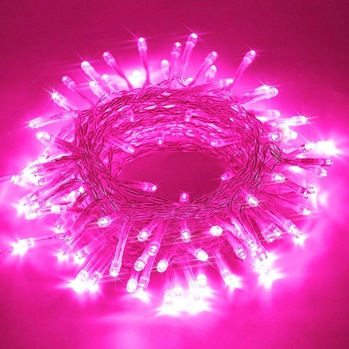 466d0453-1b14-4f07-ac7f-e03338e668f9.jpeg Guirlande De Fête Lumineuse Décorative - Étanche - 8 Modes - 100 LED - Double Fiche - Rose – Image 1