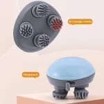 Masseur De Cuir Chevelu Sans Fil 3 en 1 Avec 96 Contacts en Silicone - 3 Modes de Pétrissage - Étanche IPX6 - Rechargeable - Bleu – Image 5