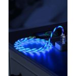 Câble de Charge Rapide RGB Brillant - 120W 6A Max - Type C - Rotation 180° - Bleu – Image 3