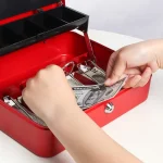 Caisse a Monnaie - Métal - Grand Plateau à 5 Sections - 4 Ressorts Avec 2 Clés - 90 × 40 × 15cm - Rouge – Image 5