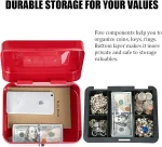 Métal Cach Box - Caisse à Monnaie - Coffre fort - Boîte De Rangement Avec 2 Clés - 250 x 200 x 90 mm - Rouge – Image 7