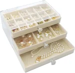Boîte à Bijoux Pour Femme – 3 Tiroirs – Organiseur De Bijoux – Acrylique Transparent (9,3 x 5,3 x 4,1 cm)