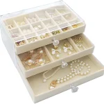 Boîte à Bijoux Pour Femme – 3 Tiroirs – Organiseur De Bijoux – Acrylique Transparent (9,3 x 5,3 x 4,1 cm)