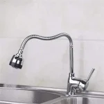 Robinet d'évier de cuisine avec bec pivotant - Plaque contemporaine en céramique chromée - Bobine - Rotation à 360° – Image 6