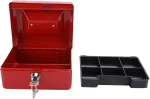 Métal Cach Box - Caisse à Monnaie - Coffre Fort + 2 Clés - 200*160*90 mm - Rouge – Image 3