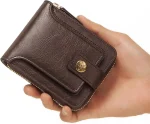 Portefeuille Classique en Cuir PU Pour Homme – Moraillon Court et Fermeture Éclair – Haute Qualité et Multi-Poches - Marron foncé – Image 4